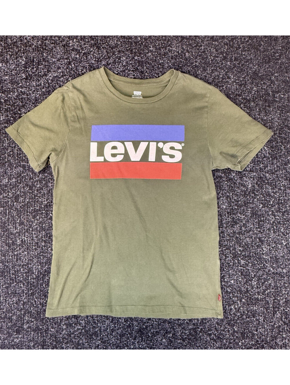 Levi's Logo Graphic Print Crew Neck T-Shirt, Short Sleeve, Green, Kids S